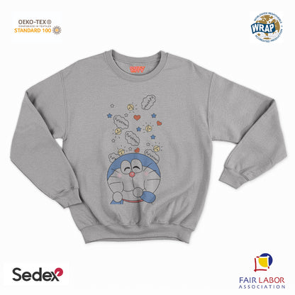 felpa con girocollo unisex- gatto spaziale manga pensiero