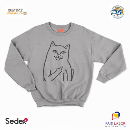 felpa con girocollo unisex- gatto fuck