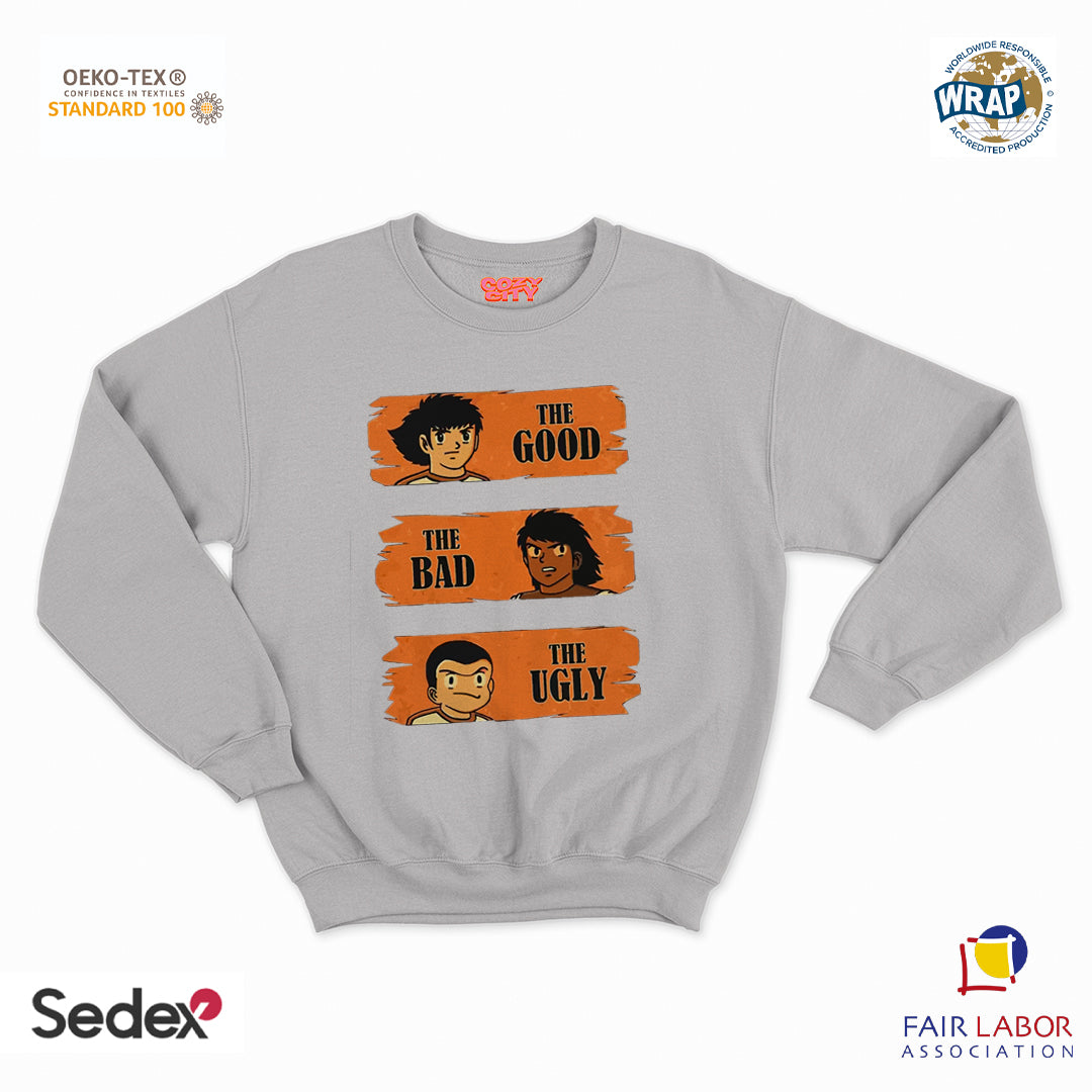 felpa con girocollo unisex- il buono il brutto e il cattivo cartoon manga