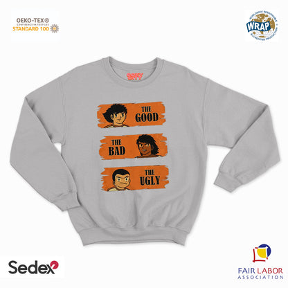 felpa con girocollo unisex- il buono il brutto e il cattivo cartoon manga