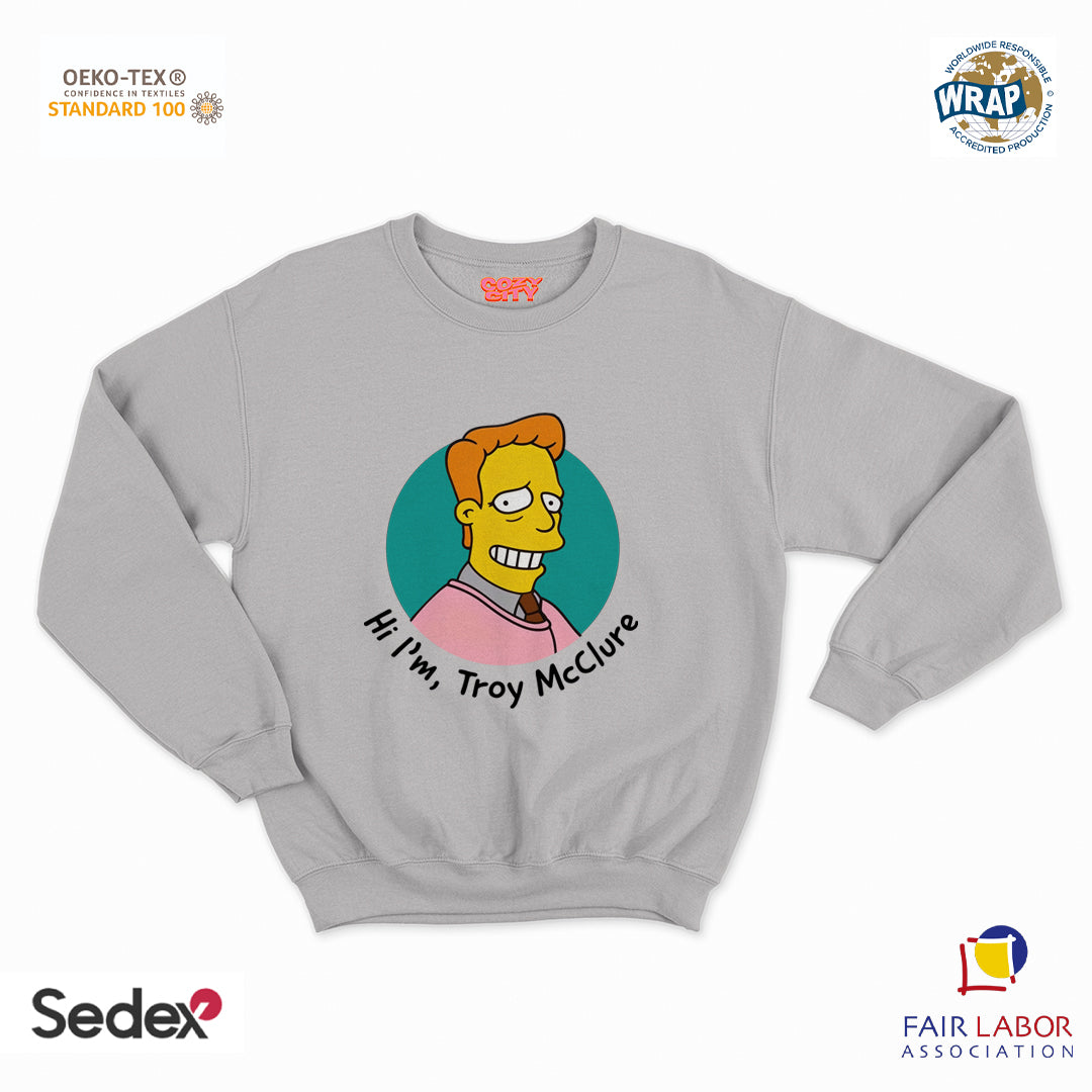 felpa con girocollo unisex- hi i m t macclure