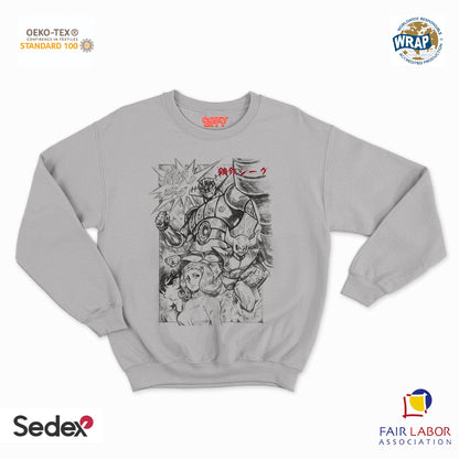 felpa con girocollo unisex- robottone acciaio
