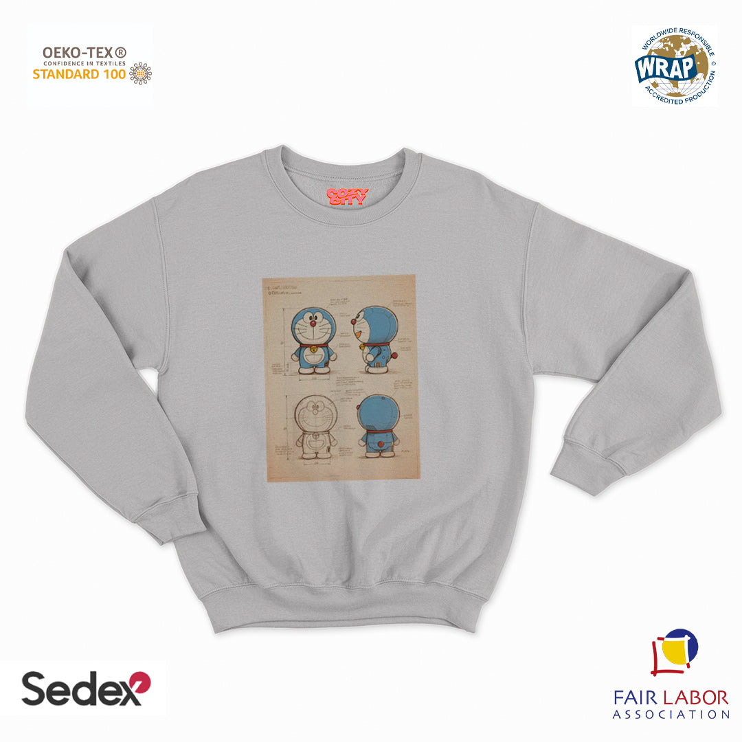 felpa con girocollo unisex- gatto spaziale giapponese progetto