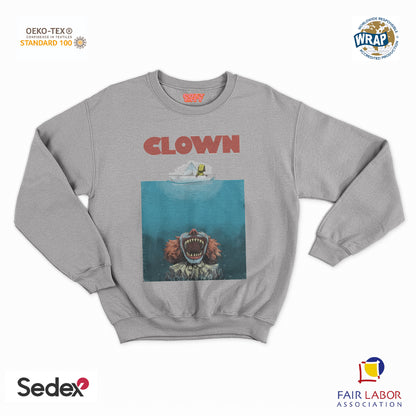 felpa con girocollo unisex- squalo clown