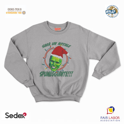 felpa con girocollo unisex- un natale spumeggiante the mask
