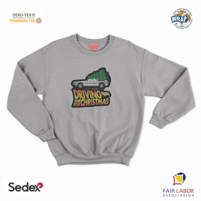 felpa con girocollo unisex- driving home for christmas natale