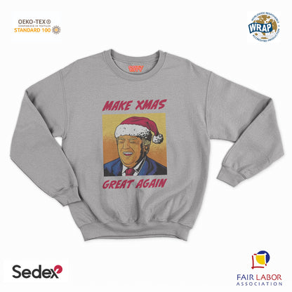 felpa con girocollo unisex-donald make xmas great again natale