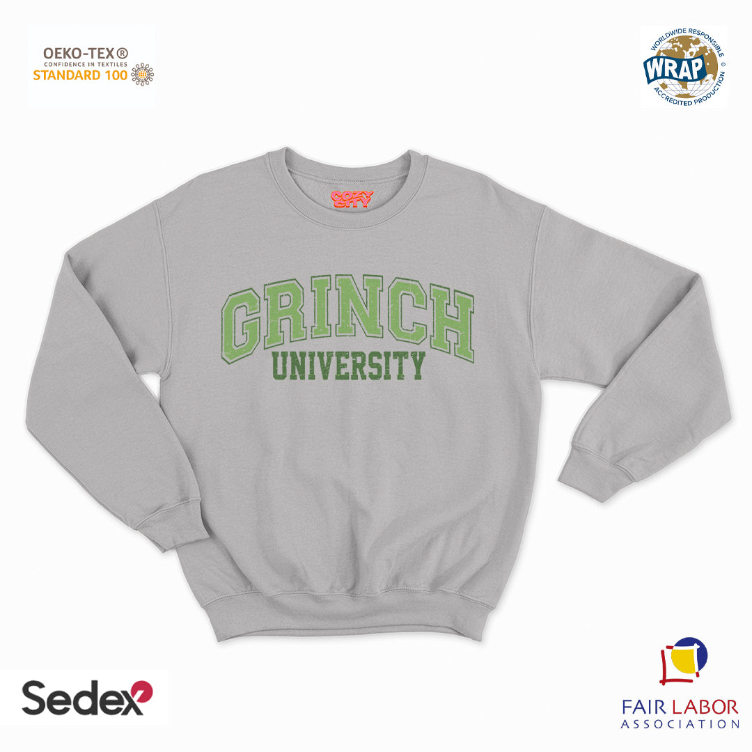 felpa con girocollo unisex- grinch university natale
