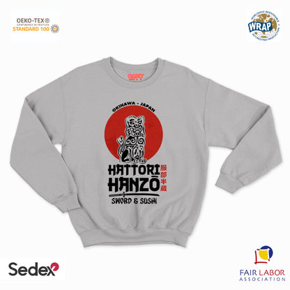 felpa con girocollo unisex- hanzo sword & sushi nero