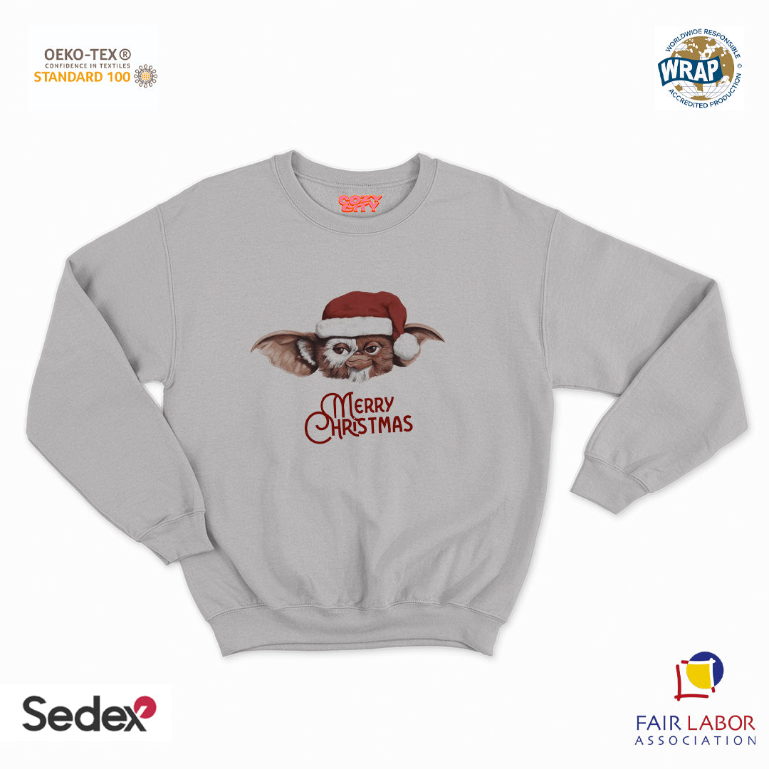 felpa con girocollo unisex- merry christmas mostro