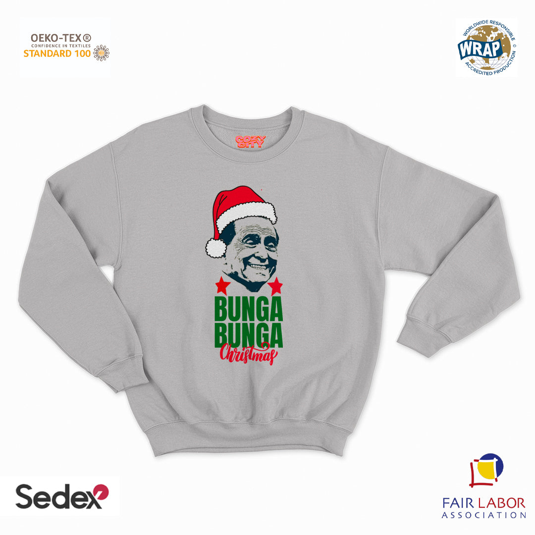 felpa con girocollo unisex- bunga bunga silvio christmas