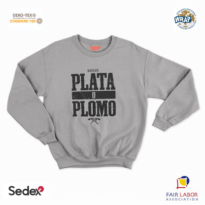 felpa con girocollo unisex- plata o plomo