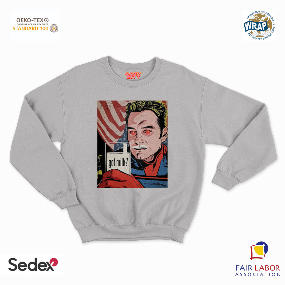 felpa con girocollo unisex- go milk eroe