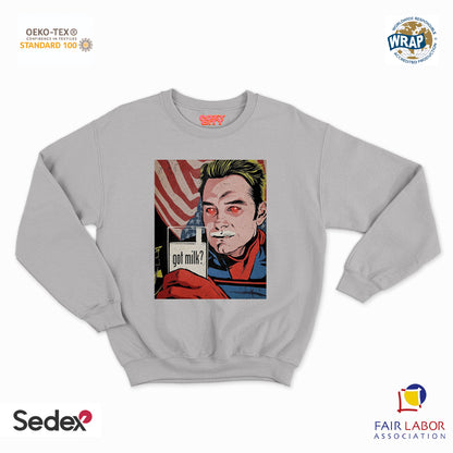 felpa con girocollo unisex- go milk eroe