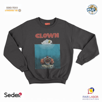 felpa con girocollo unisex- squalo clown