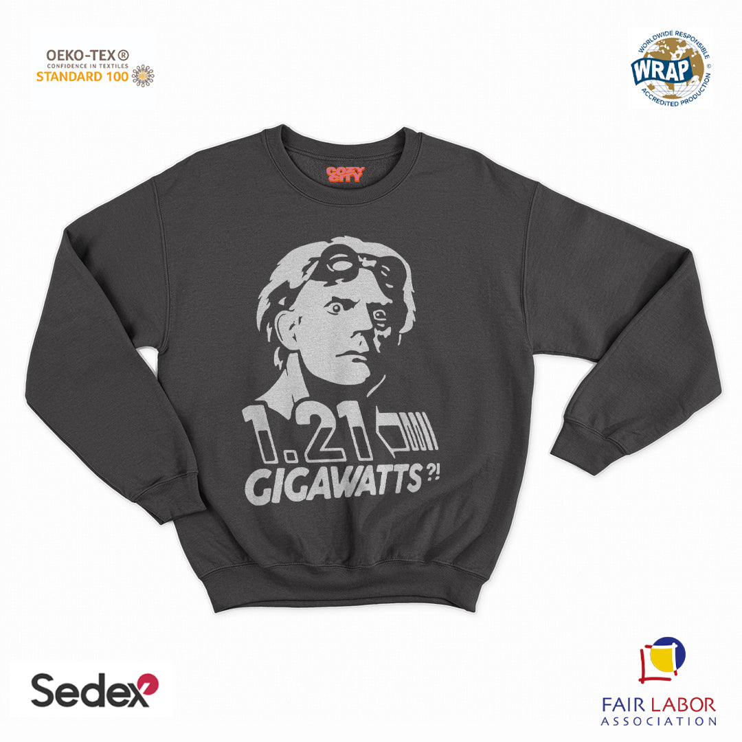 felpa con girocollo unisex- doc ritorno al futuro gigawatts