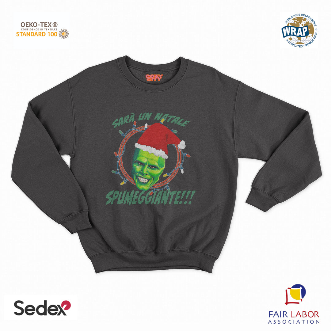 felpa con girocollo unisex- un natale spumeggiante the mask