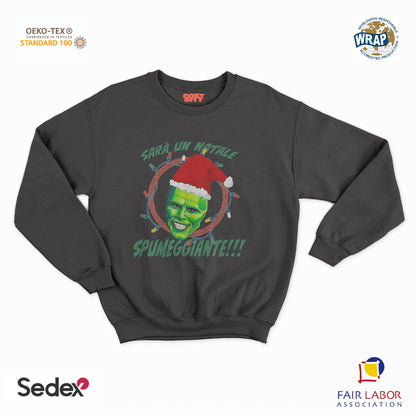 felpa con girocollo unisex- un natale spumeggiante the mask