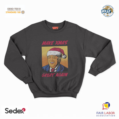 felpa con girocollo unisex-donald make xmas great again natale