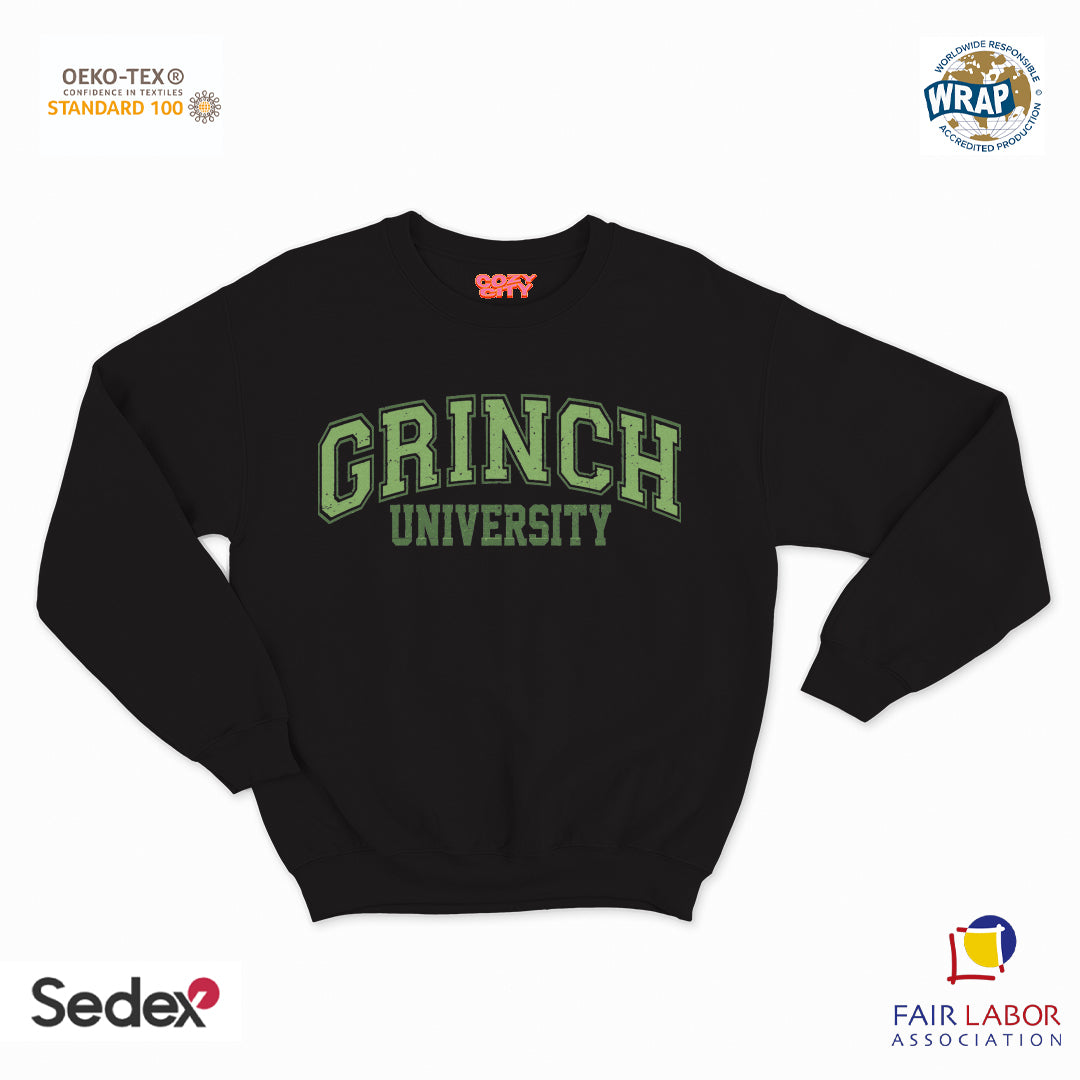 felpa con girocollo unisex- grinch university natale