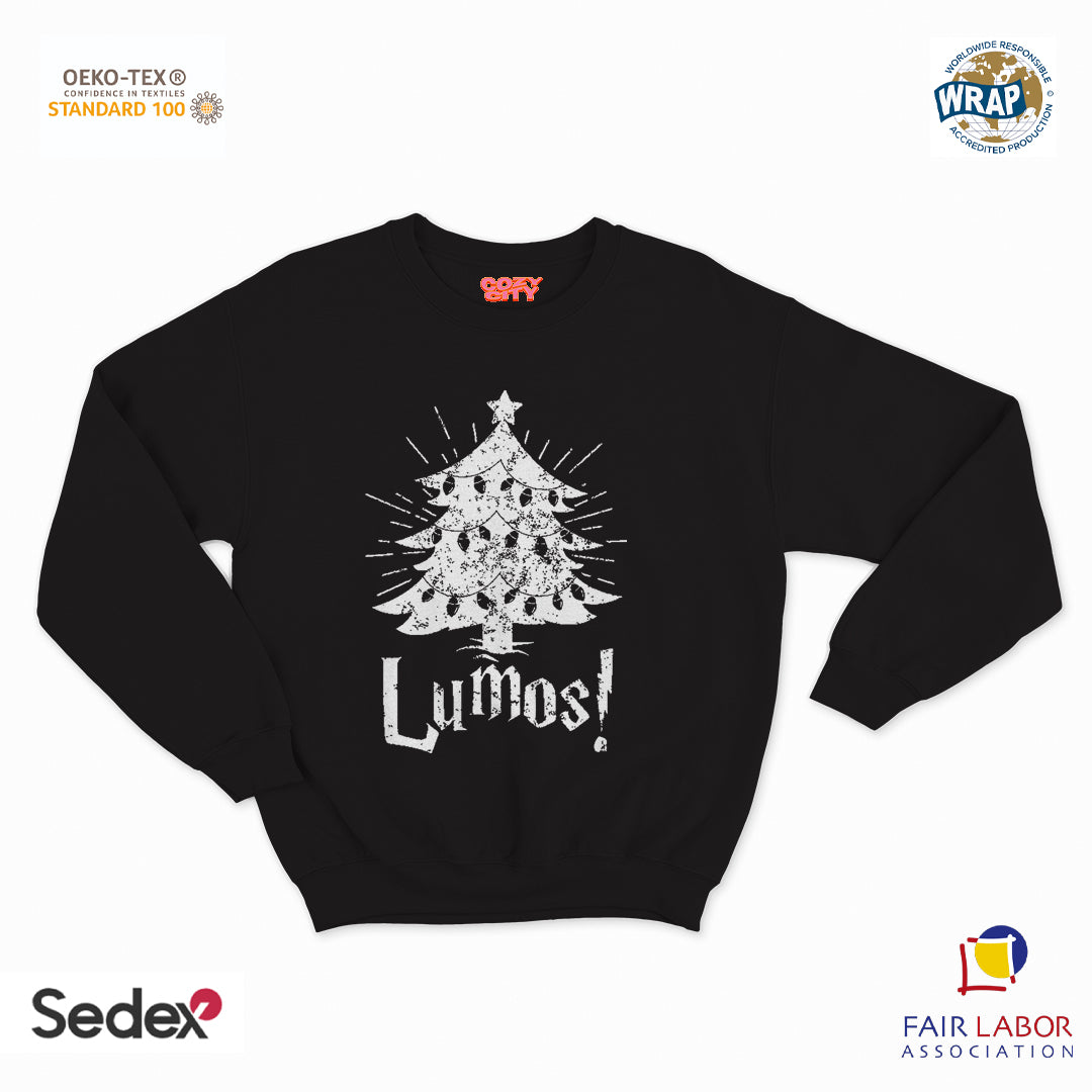 felpa con girocollo unisex- lumos albero di natale