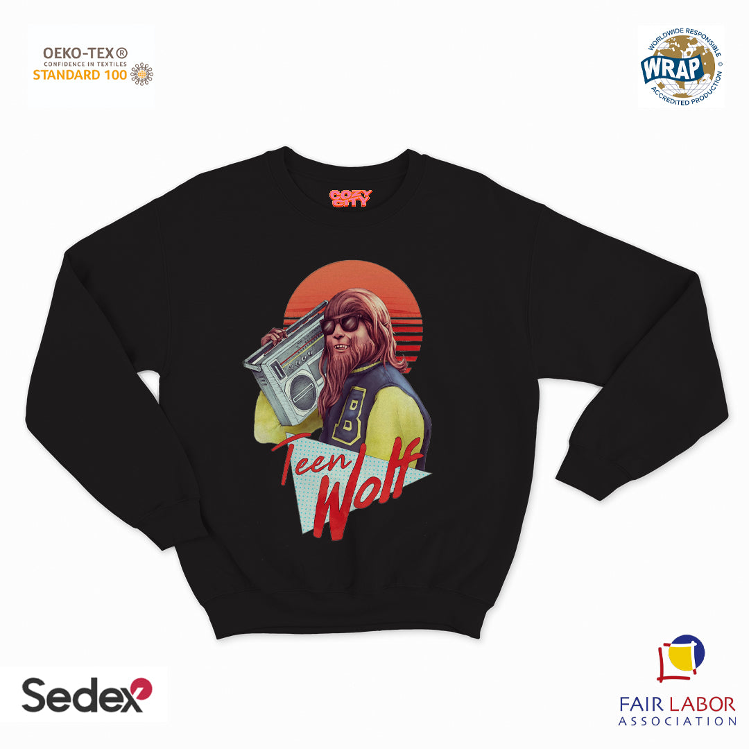 felpa con girocollo unisex- lupo teen