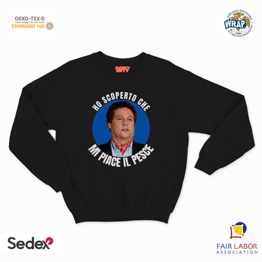 felpa con girocollo unisex- ho capito che mi piace il pesce