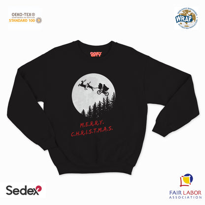 felpa con girocollo unisex- merry shristmas alien