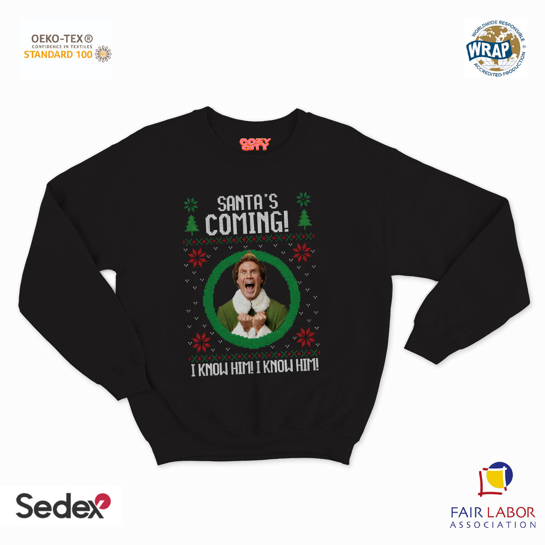 felpa con girocollo unisex- santa s coming