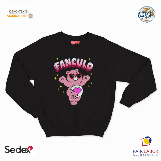felpa con girocollo unisex- orsetto festoso fanculo
