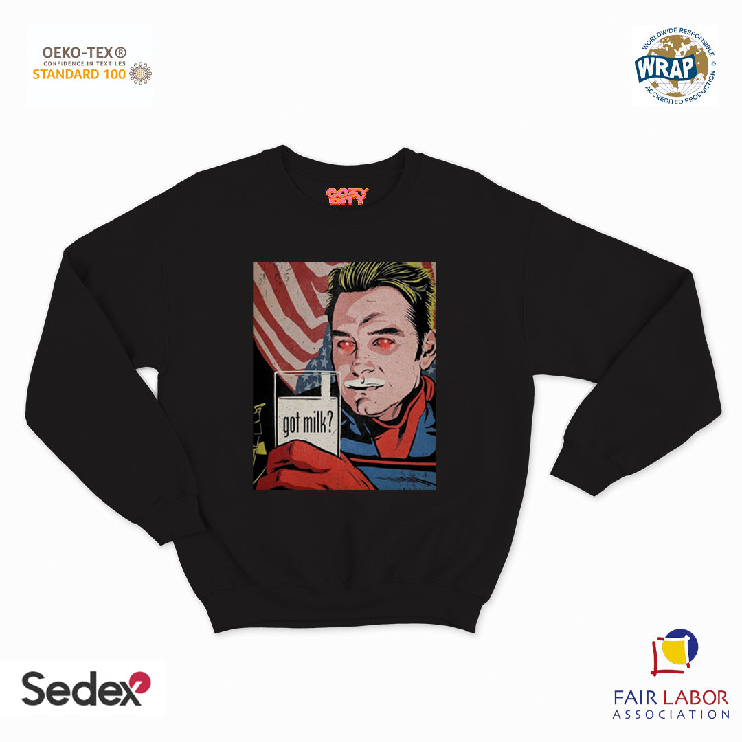 felpa con girocollo unisex- go milk eroe