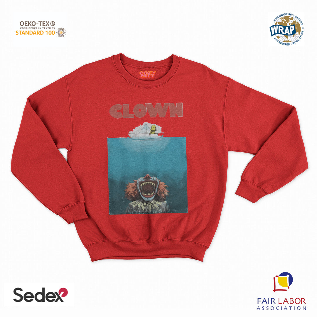 felpa con girocollo unisex- squalo clown