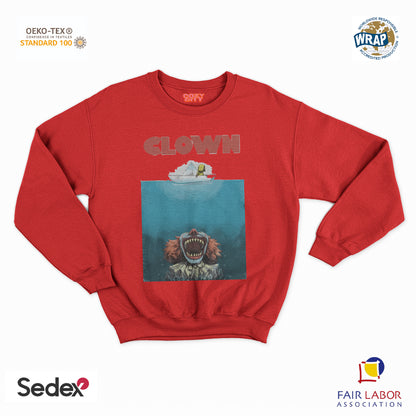 felpa con girocollo unisex- squalo clown