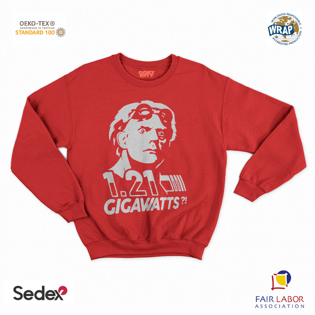 felpa con girocollo unisex- doc ritorno al futuro gigawatts