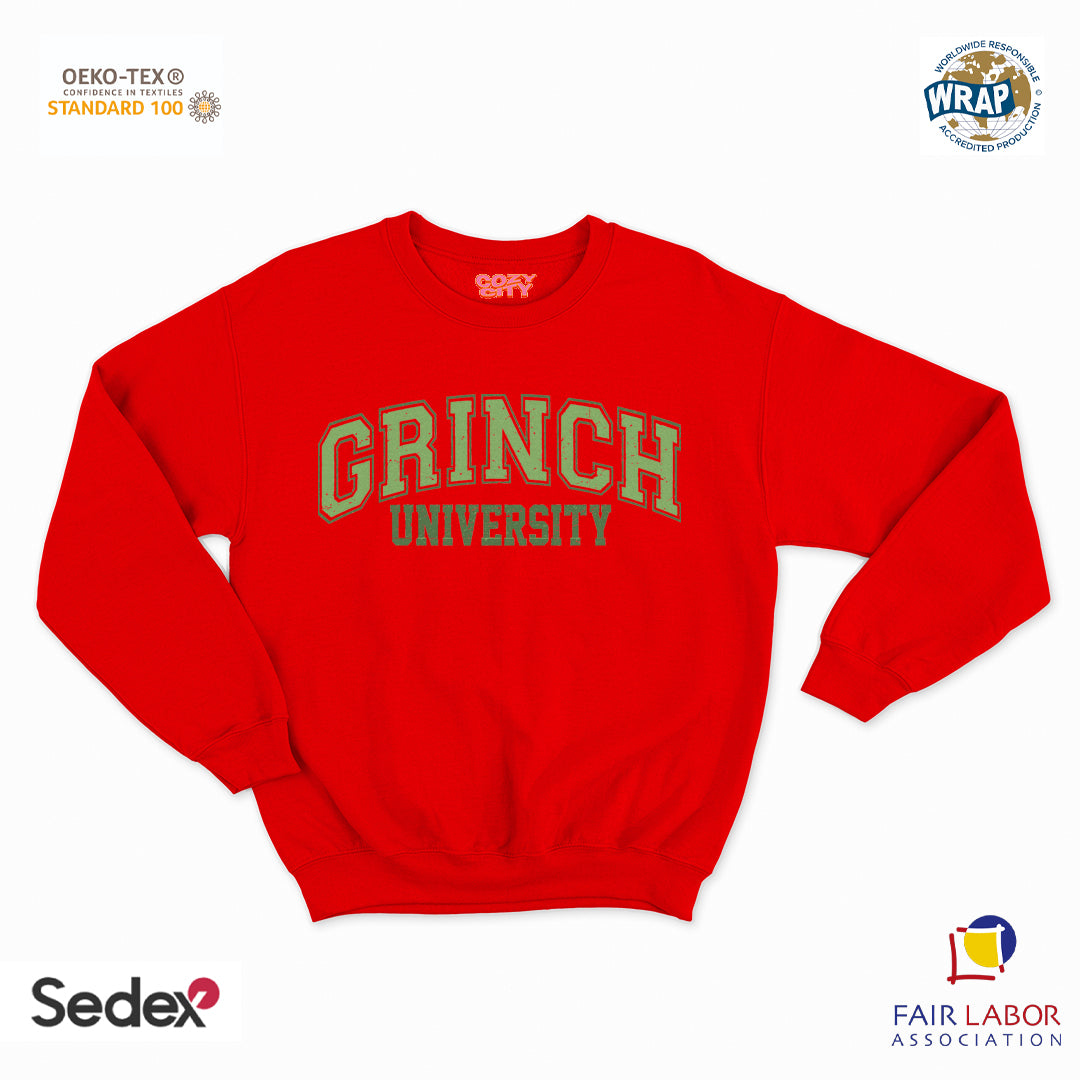 felpa con girocollo unisex- grinch university natale
