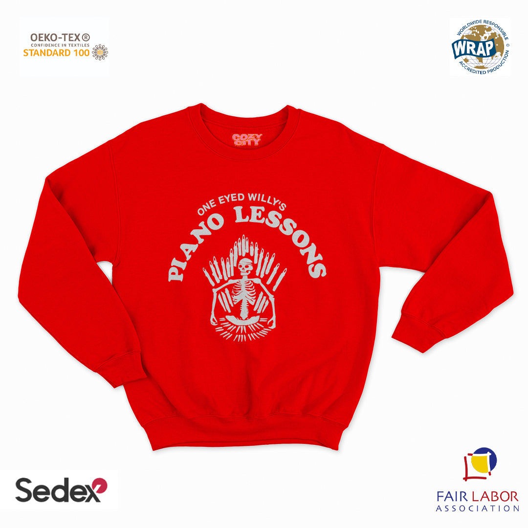 felpa con girocollo unisex- one eyed willis piano lessons