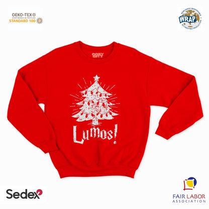 felpa con girocollo unisex- lumos albero di natale