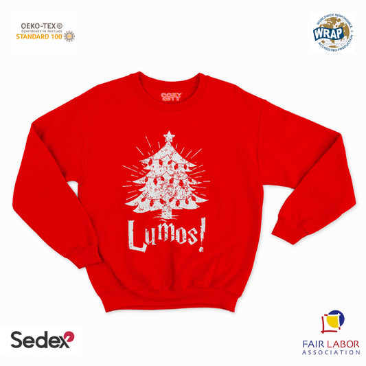 felpa con girocollo unisex- lumos albero di natale