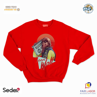 felpa con girocollo unisex- lupo teen