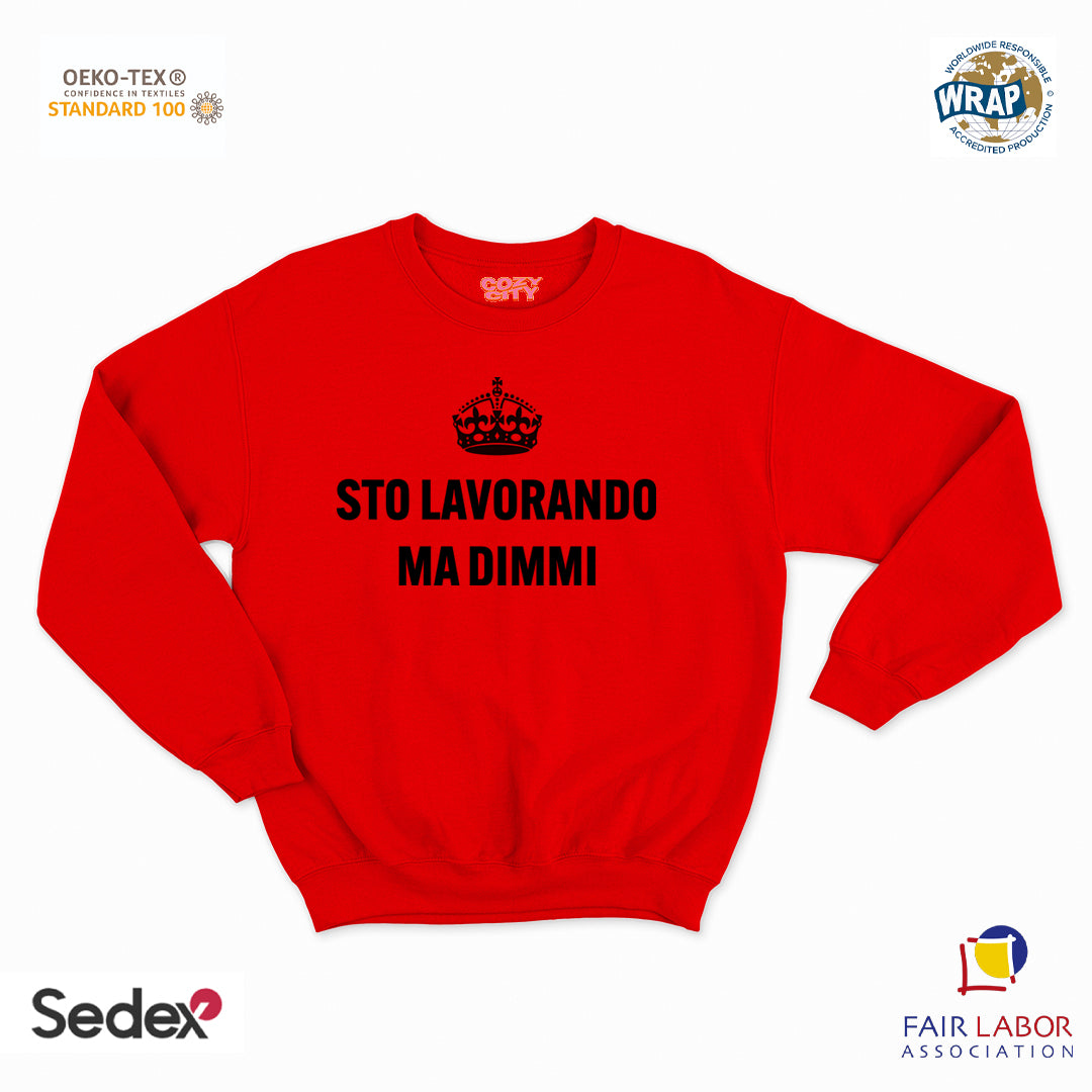 felpa con girocollo unisex- sto lavorando ma dimmi