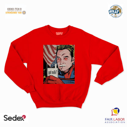 felpa con girocollo unisex- go milk eroe
