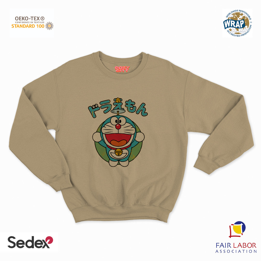felpa con girocollo unisex- gatto spaziale giapponese