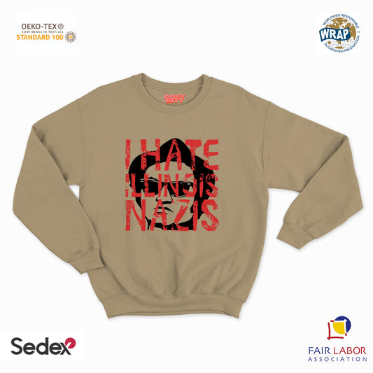 felpa con girocollo unisex- i hate illinois nazis