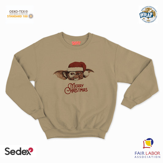 felpa con girocollo unisex- merry christmas mostro