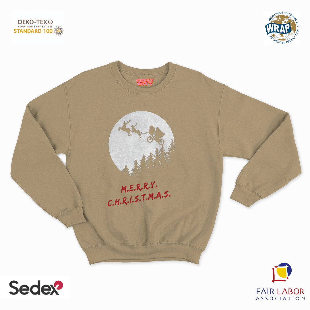 felpa con girocollo unisex- merry shristmas alien
