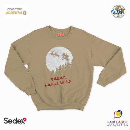 felpa con girocollo unisex- merry shristmas alien