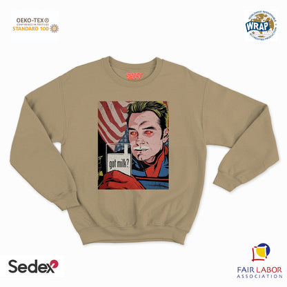 felpa con girocollo unisex- go milk eroe