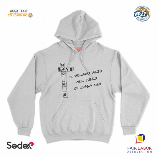 felpa_cappuccio cappuccio unisex- volano alte nel cielo di casa mia madonne