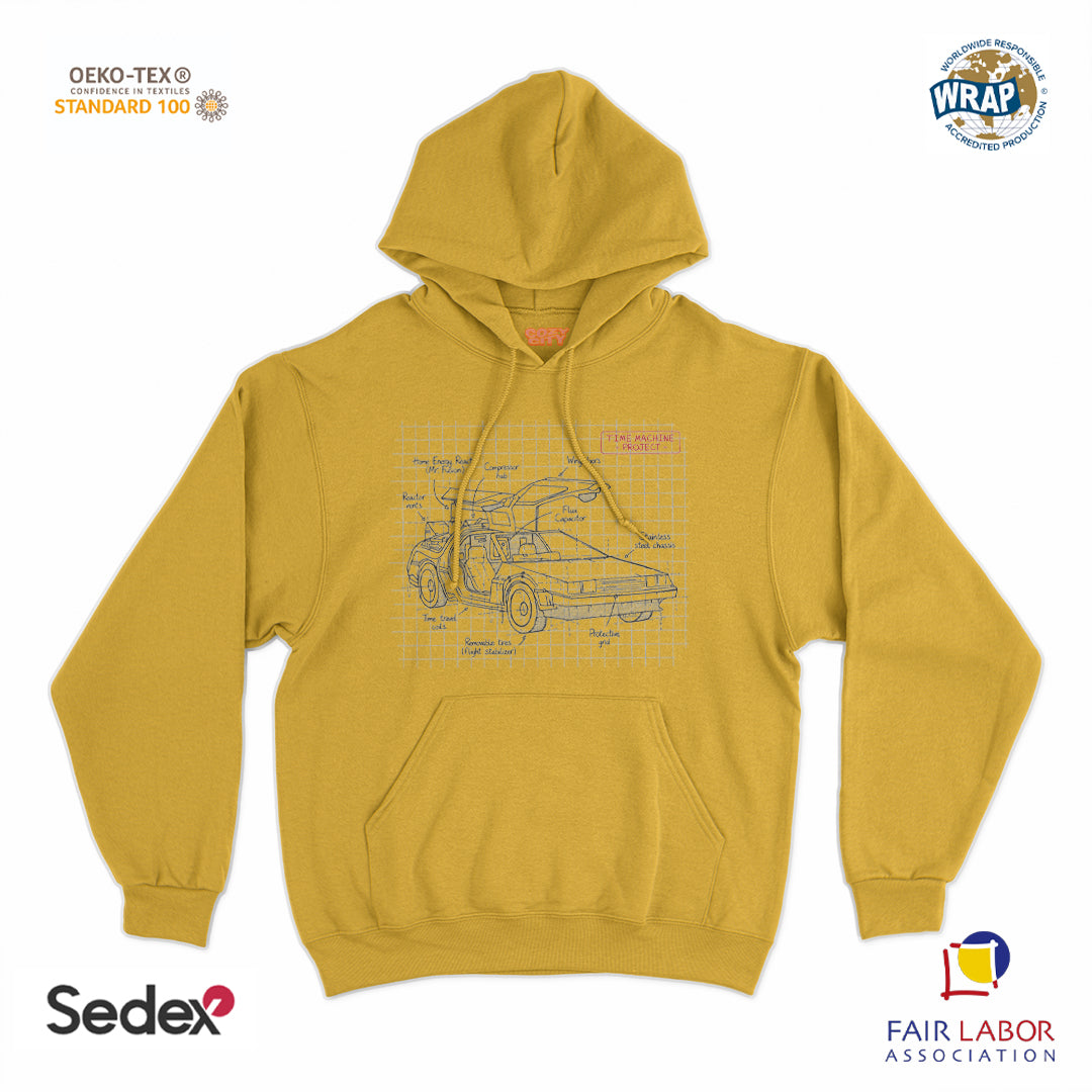 felpa_cappuccio cappuccio unisex- schema tecnico macchina del tempo