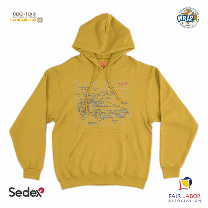 felpa_cappuccio cappuccio unisex- schema tecnico macchina del tempo